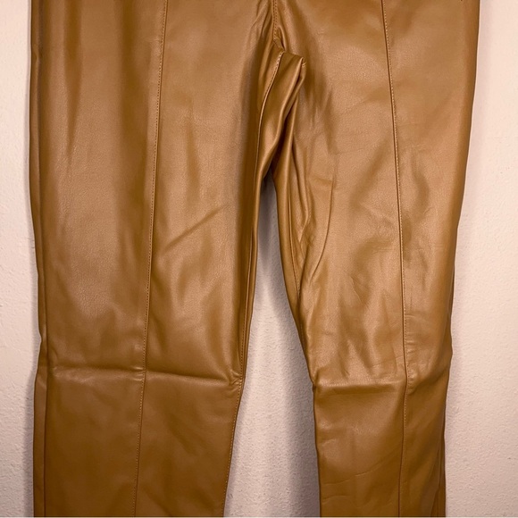 New Medium Fitted Forever 21 Tan Brown Faux Leather Pants Stretch Vegan NWT - Picture 6 of 15